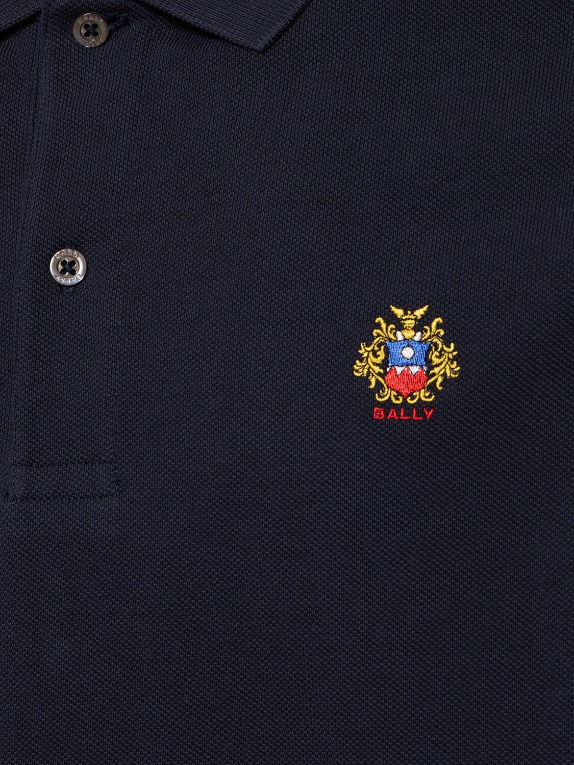 Shop Bally Cotton Logo Piquet Polo In Navy