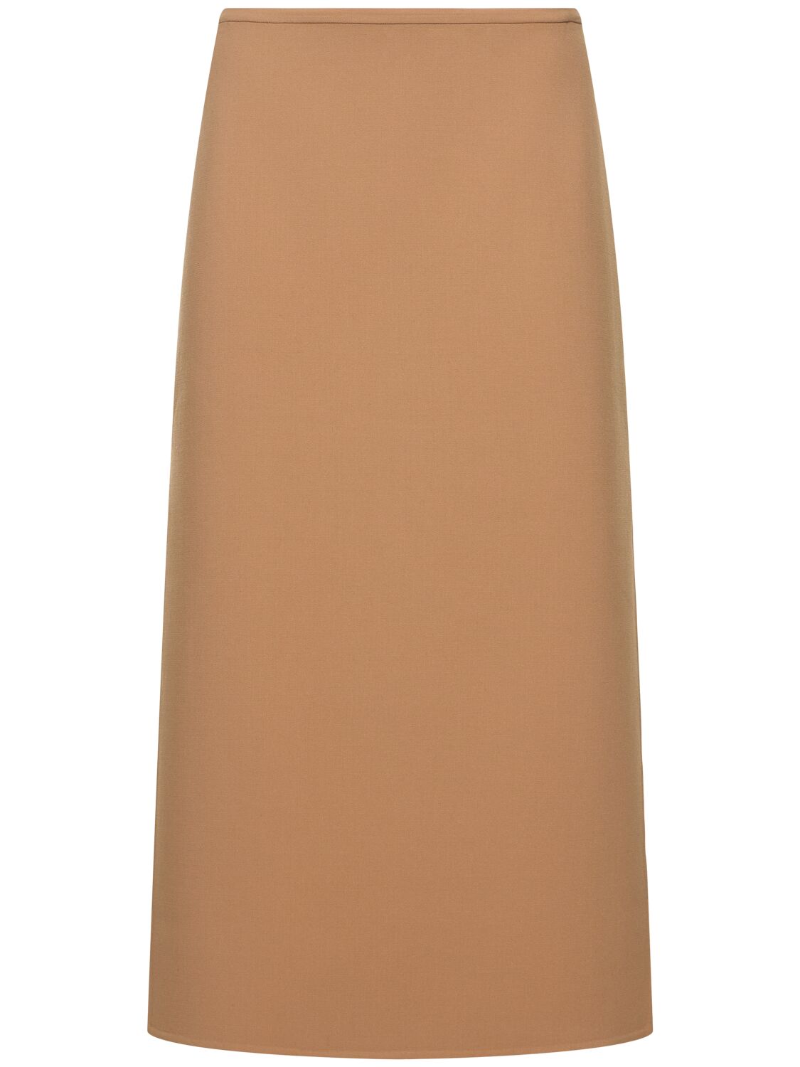 Michael Kors Wool Stretch Side Slit Midi Skirt In Beige