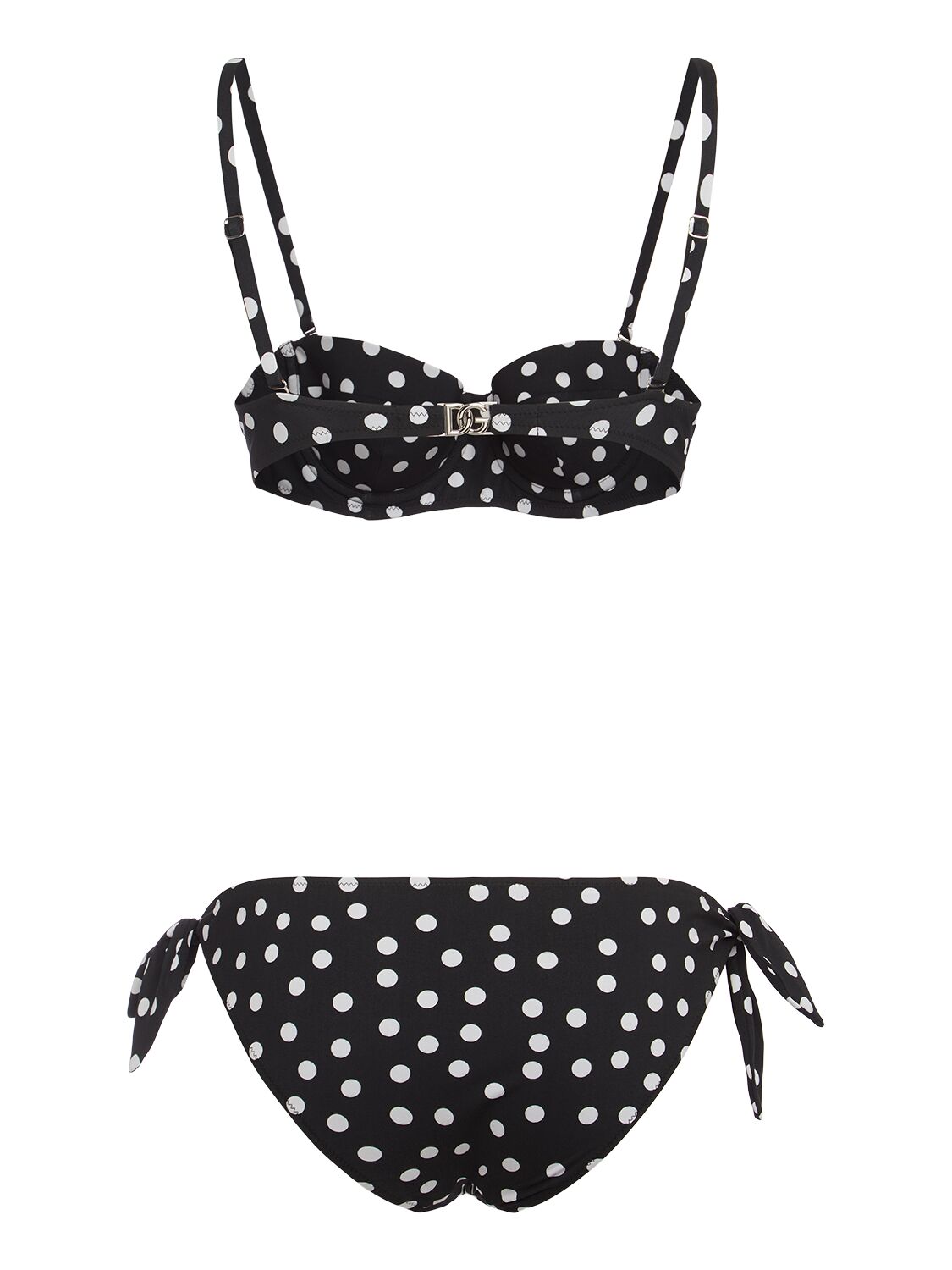 Shop Dolce & Gabbana Polka Dots Bikini Set In White,black