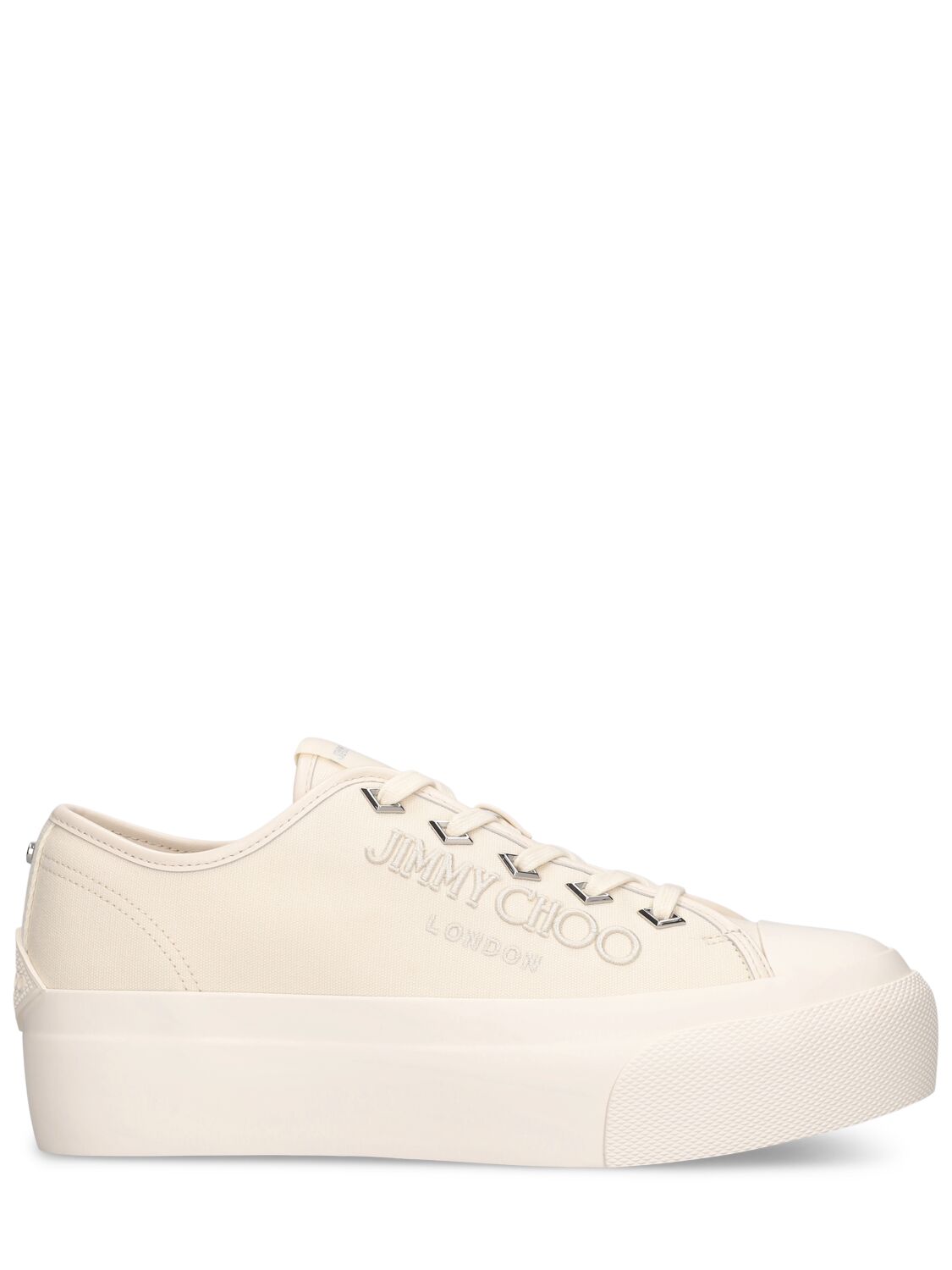 Jimmy Choo Palma Maxi Canvas & Leather Sneakers In Off White