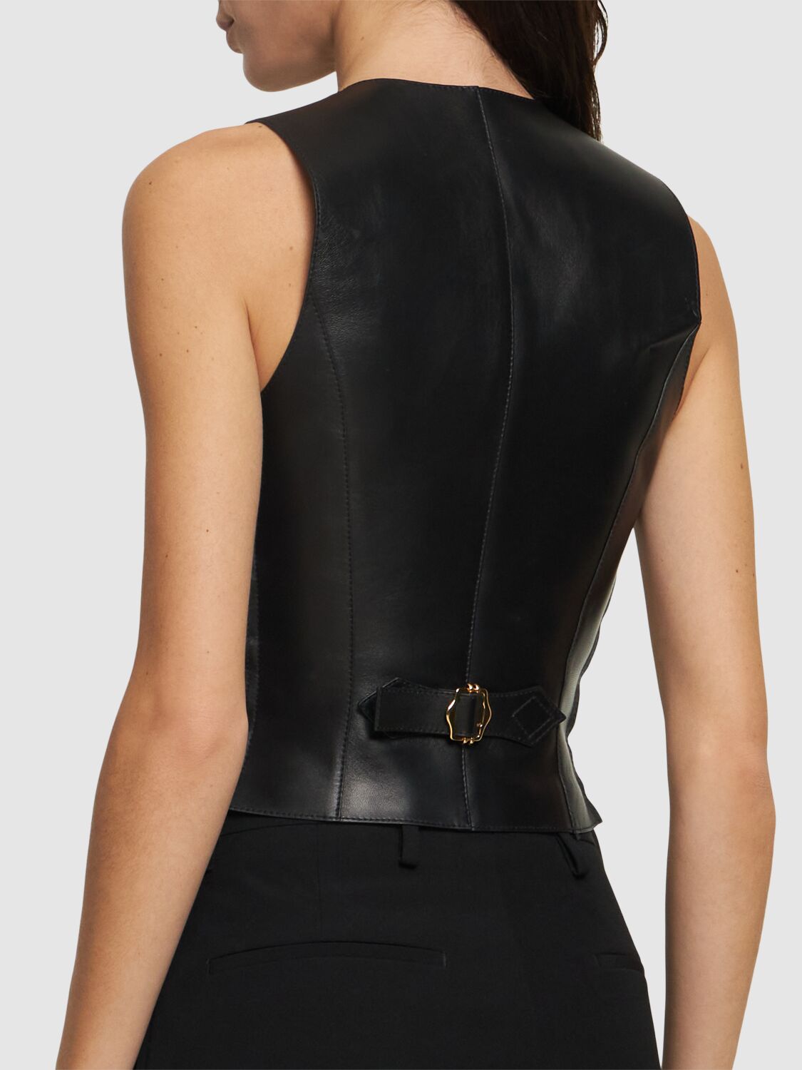 Shop Roberto Cavalli Leather Vest In Black