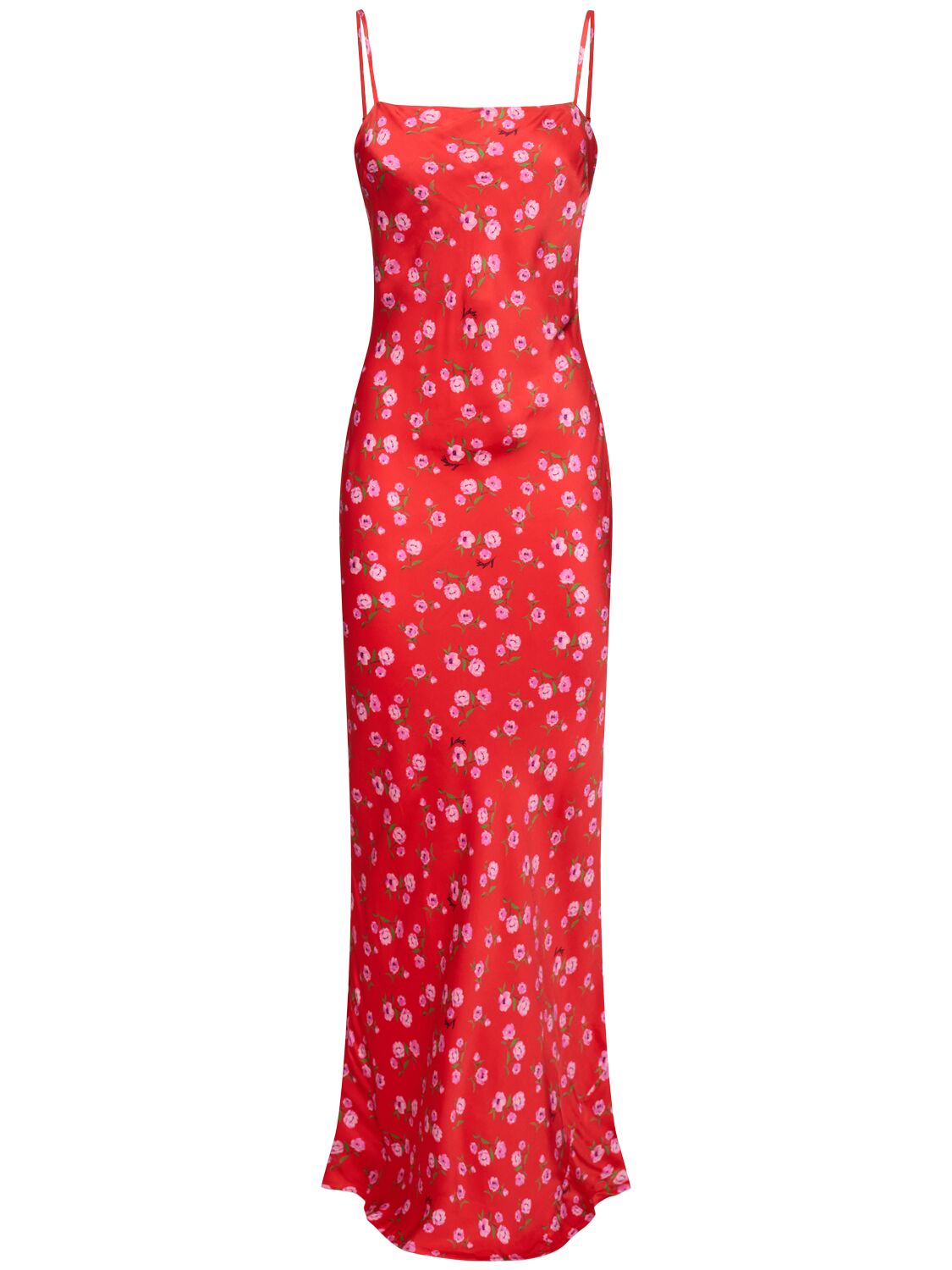 Shop Rotate Birger Christensen Veda Printed Viscose Maxi Dress In Red,multi