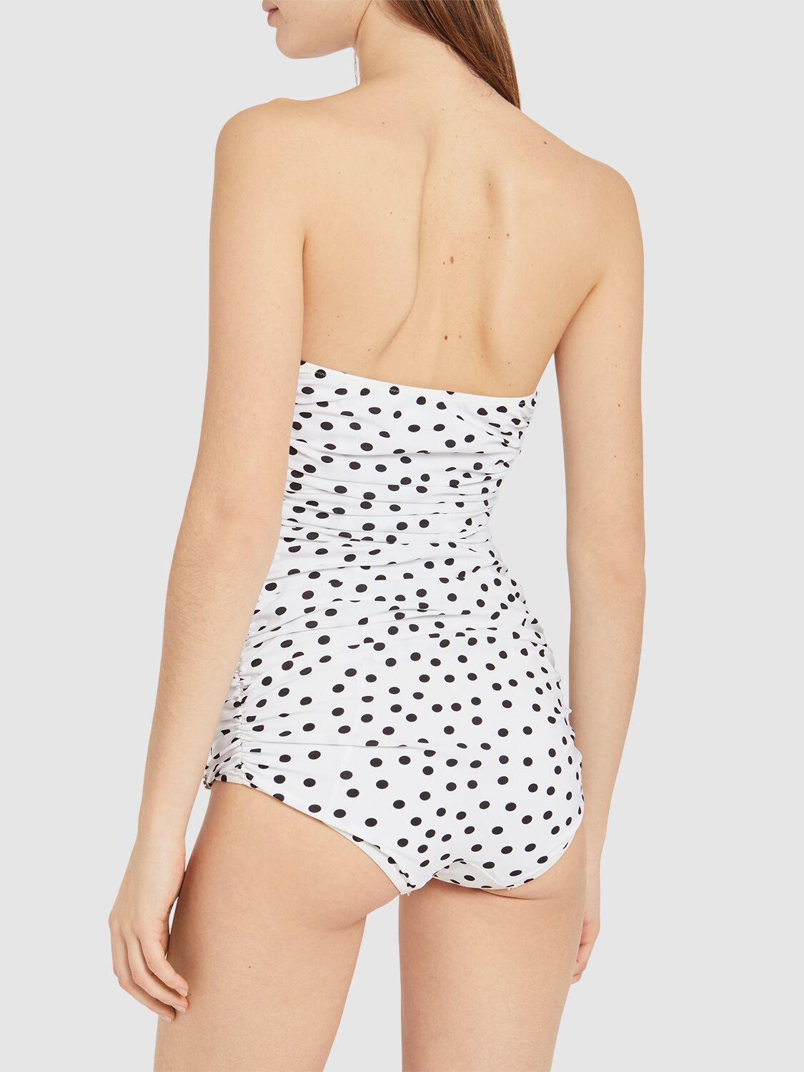 Shop Dolce & Gabbana Polka Dots One-piece Swimsuit In Black,white