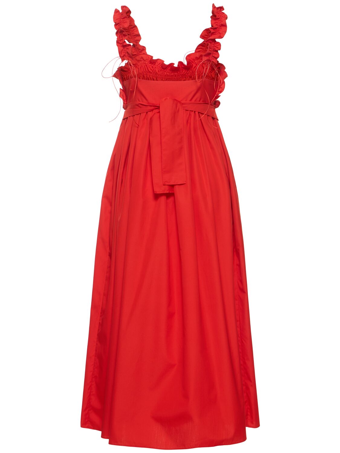 Shop Cecilie Bahnsen Giovanna Cotton Ruffled Long Dress In Red