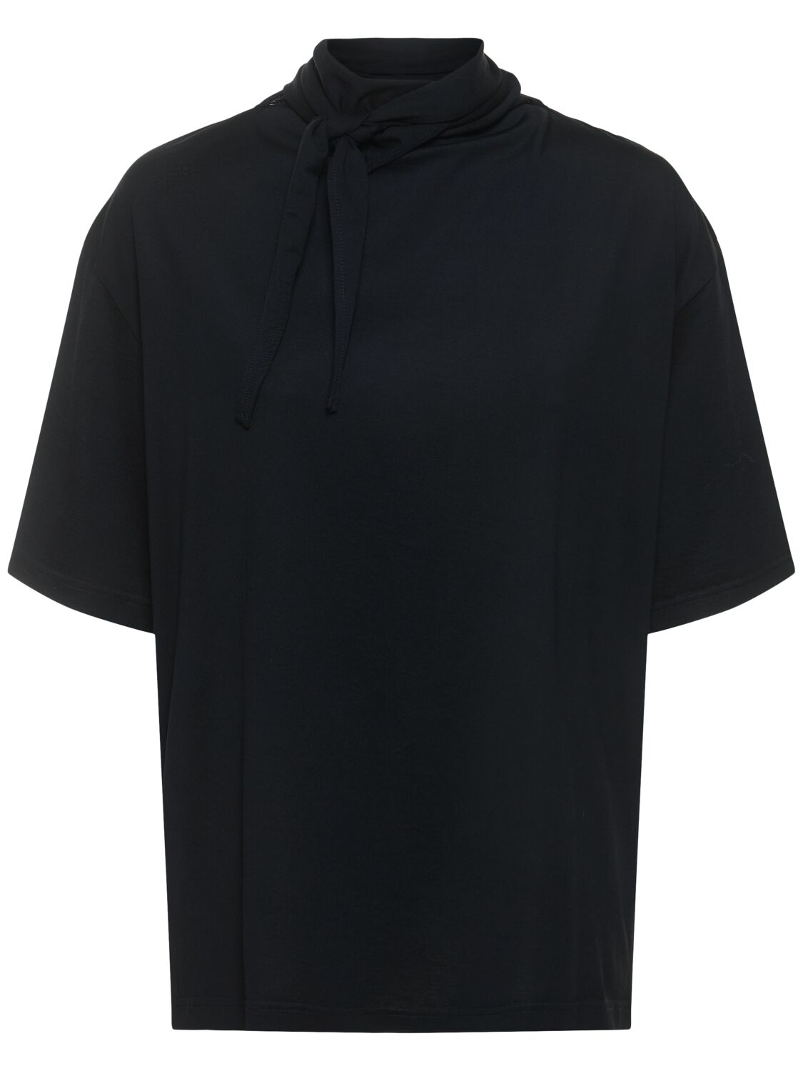 Lemaire Tie-fastened Short Sleeved T-shirt In Black