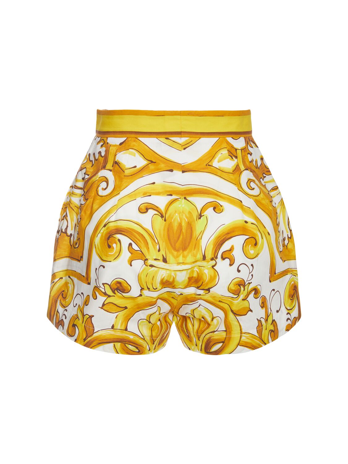 Shop Dolce & Gabbana Maiolica Printed Poplin Shorts In 黄色/多色