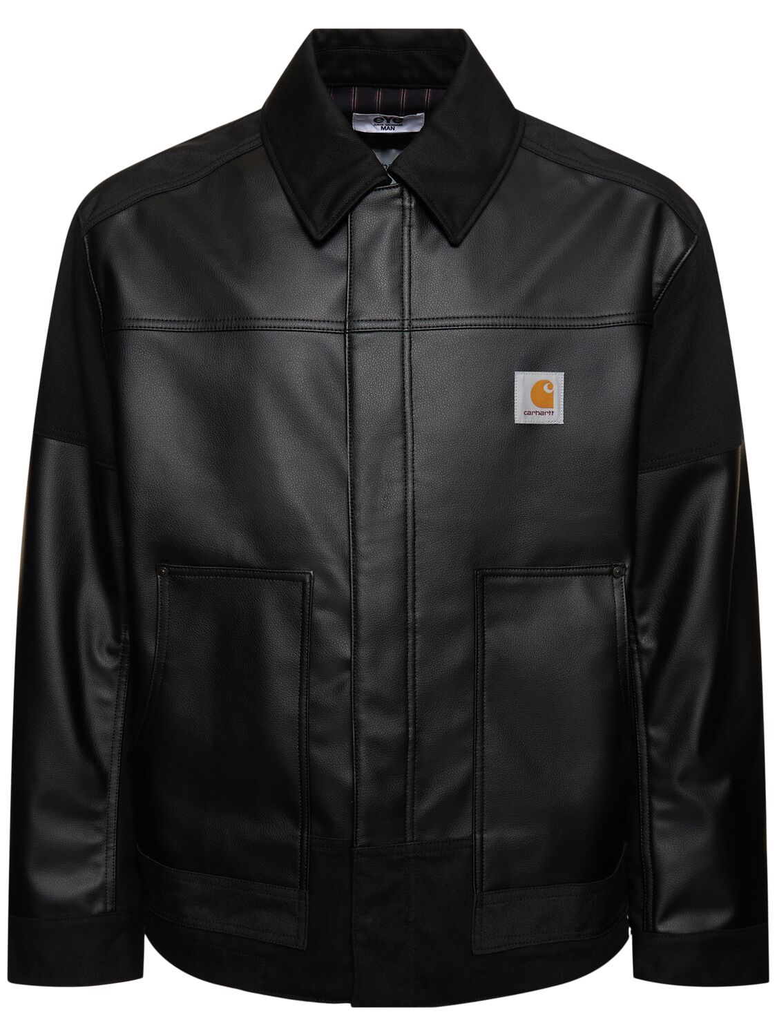 Shop Junya Watanabe Carhartt Logo Cotton Blend Casual Jacket In Black