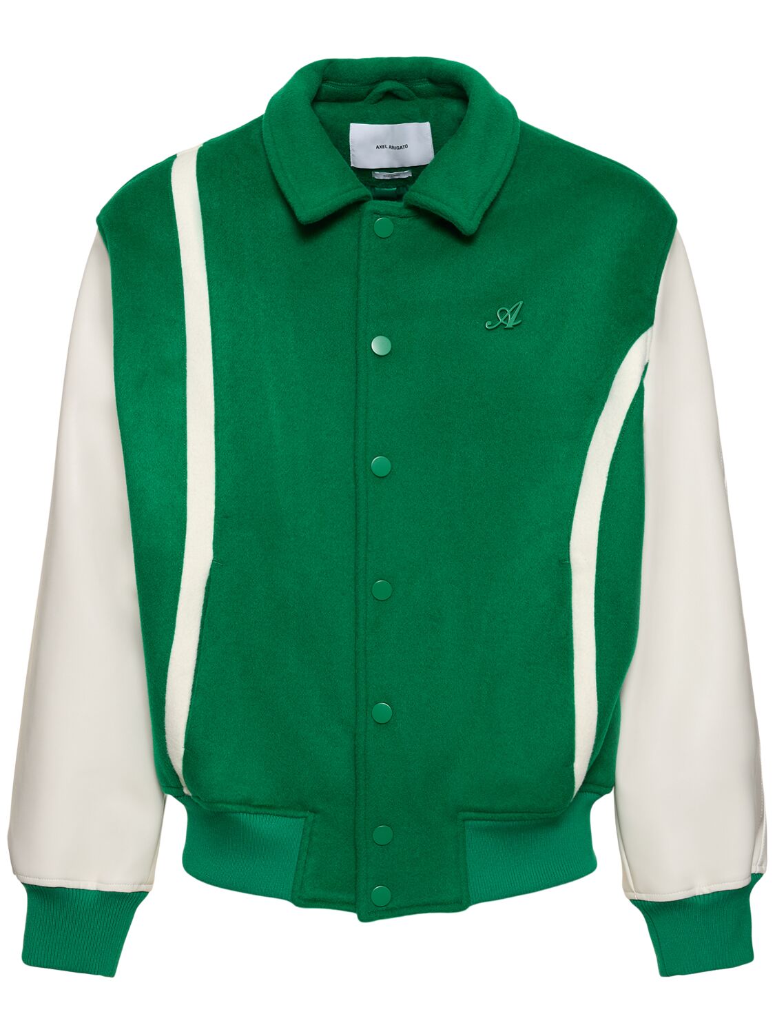 Shop Axel Arigato Bay Varsity Jacket In Green