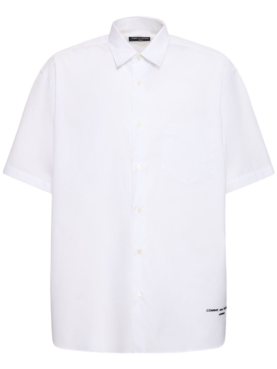Comme Des Garçons Homme Deux Logo Cotton Short Sleeve Shirt In White