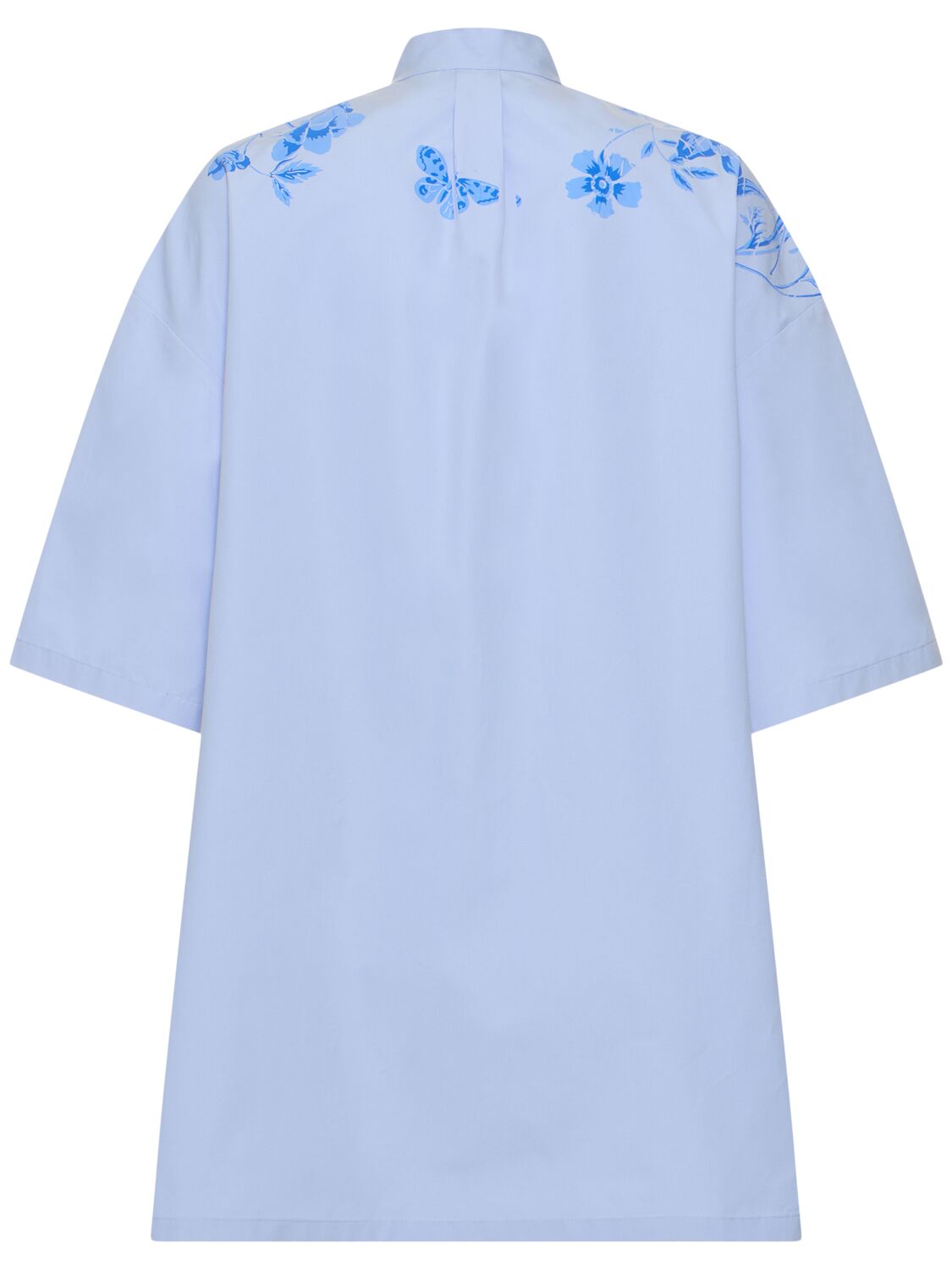 Shop Gucci Cotton Poplin Shirt Dress In Light Blue