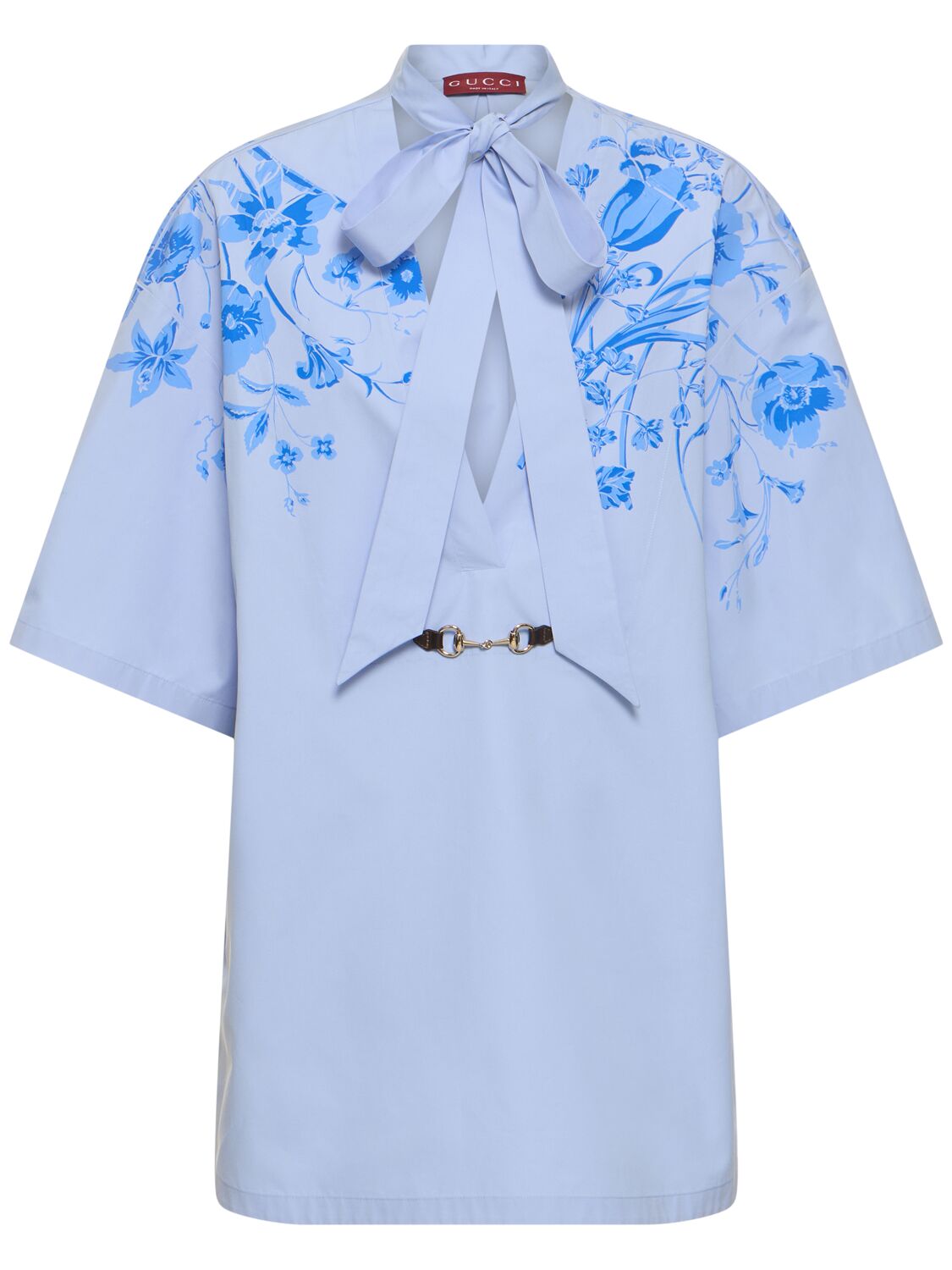 Gucci Cotton Poplin Shirt Dress In Light Blue