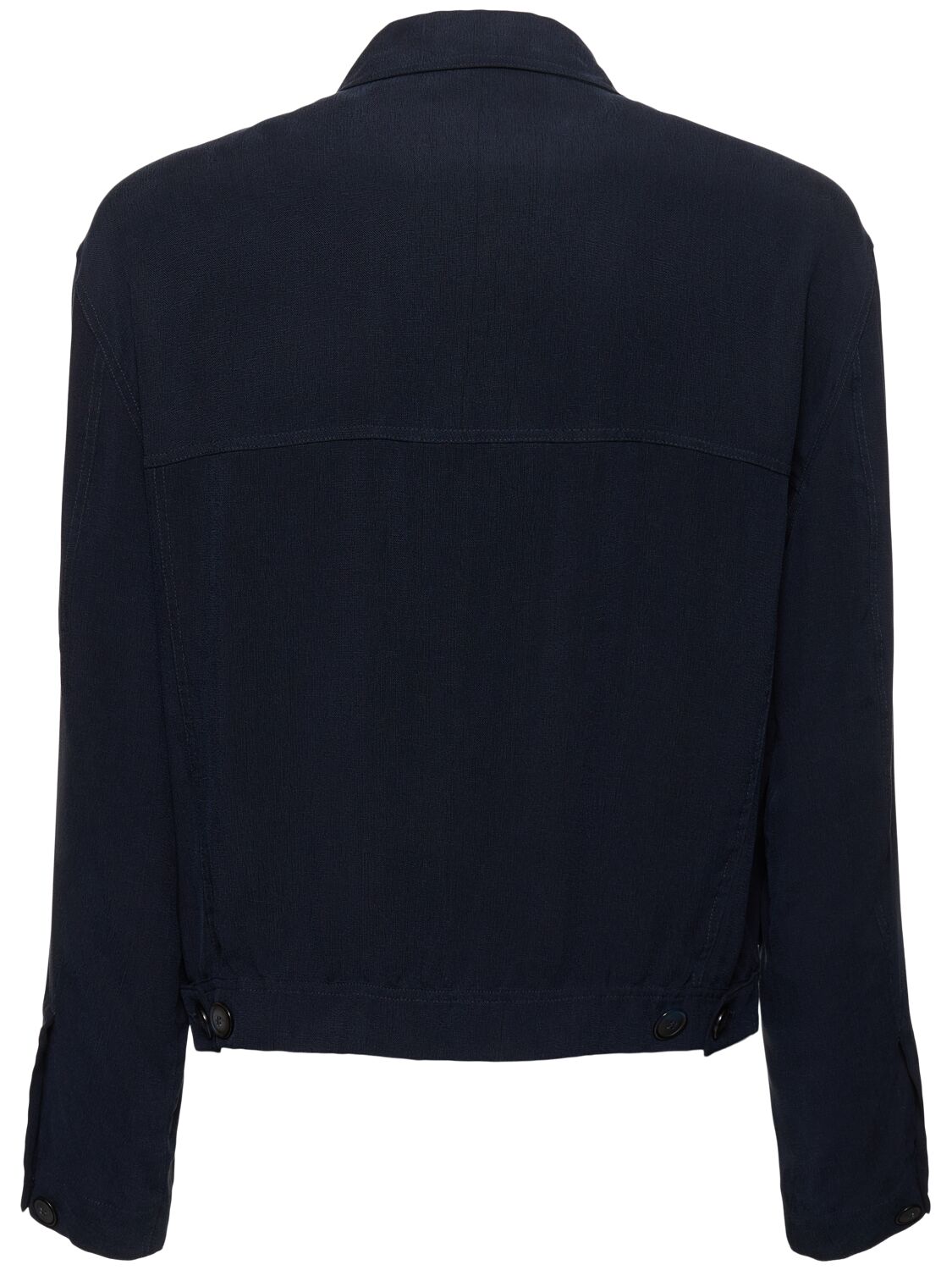 Shop Giorgio Armani Washed Cupro Buttoned Jacket In Night Sky