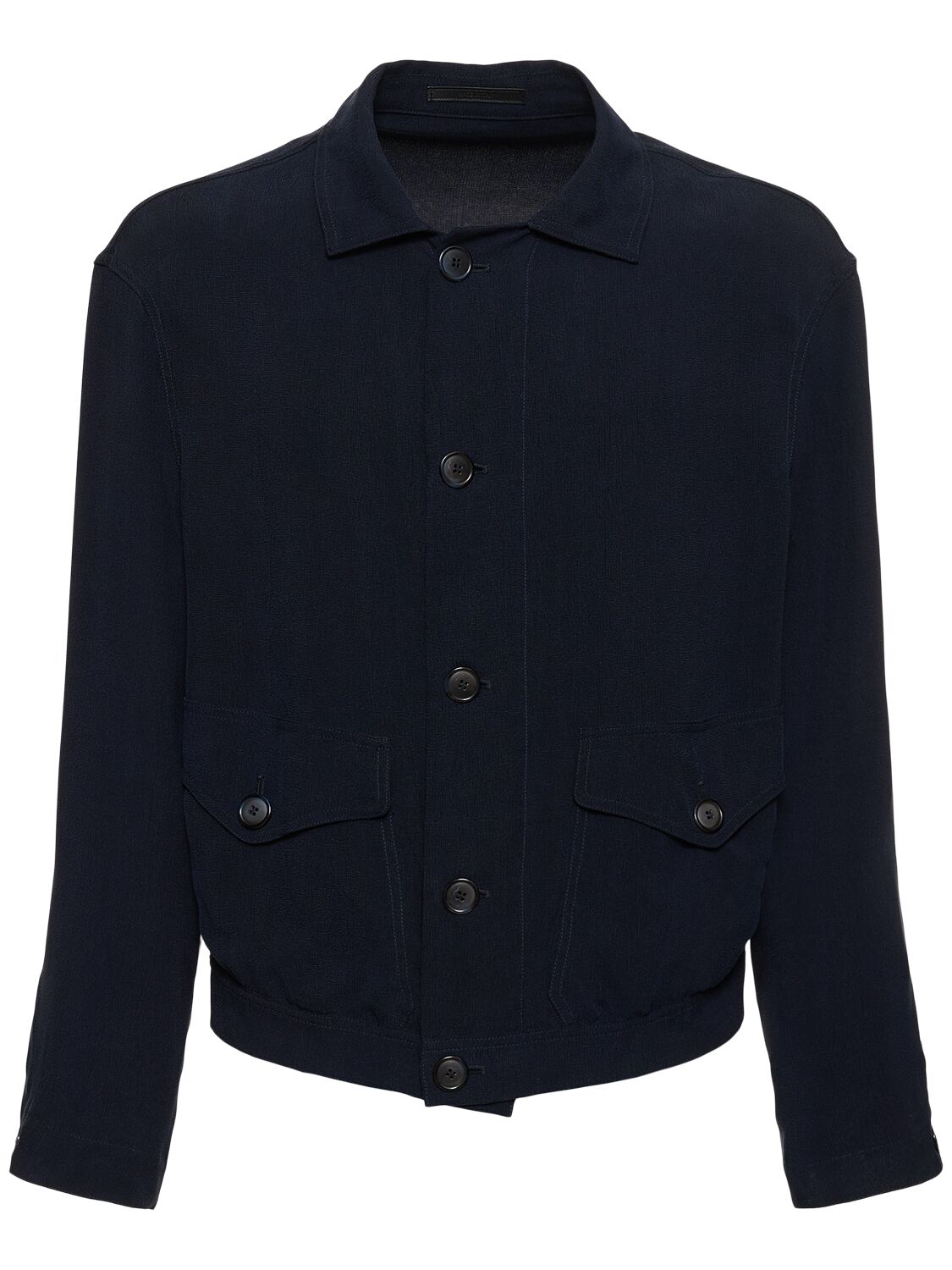 Giorgio Armani Washed Cupro Buttoned Jacket In Night Sky
