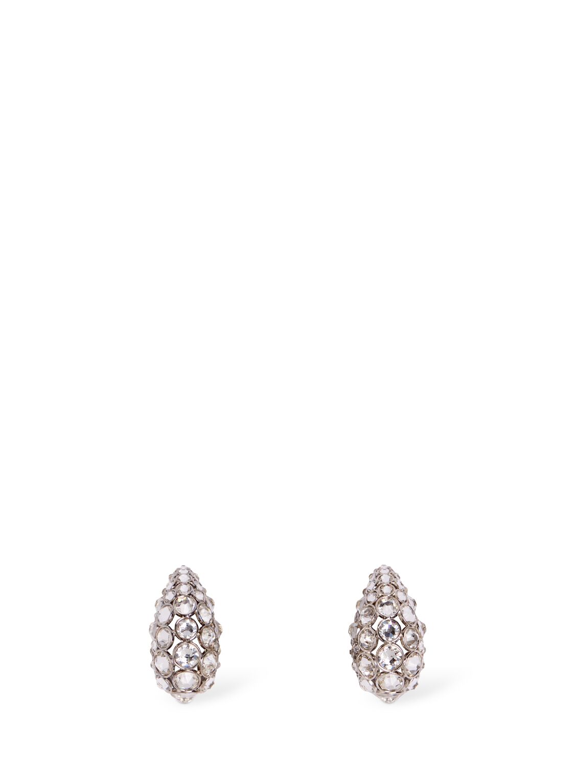 Valentino Garavani Pineapple Crystal Stud Earrings In Palladium,cryst