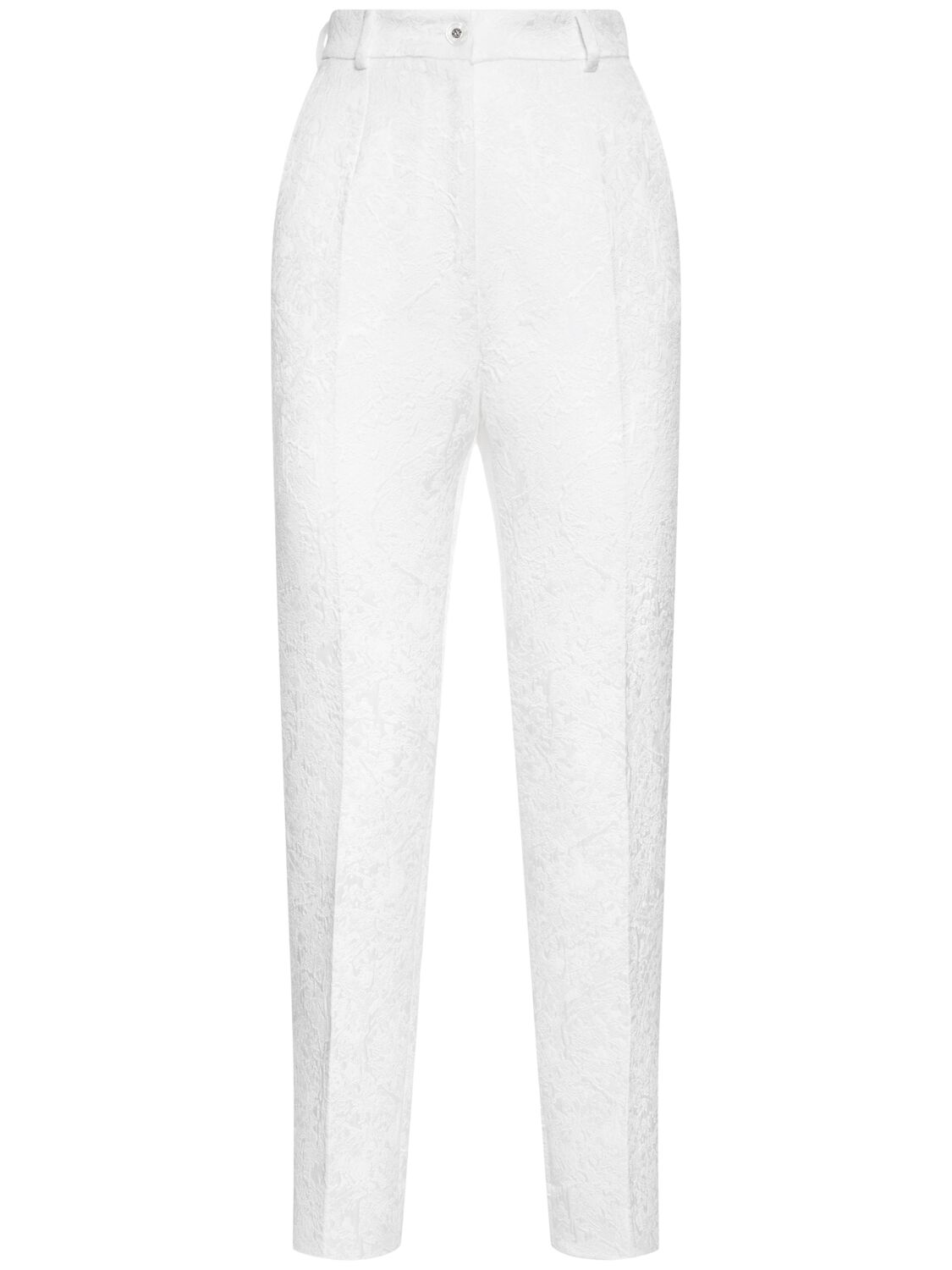 Shop Dolce & Gabbana Straight Cotton Blend Pants In White