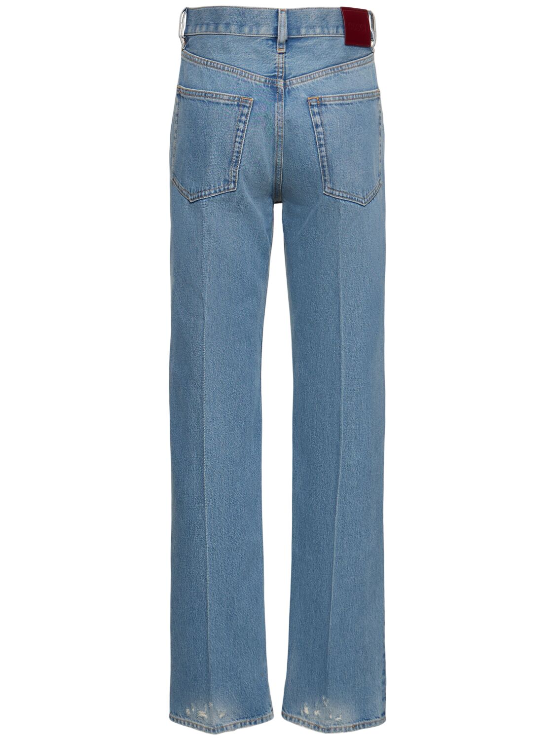 Shop Gucci Cotton Denim Jeans W/  Label In Blue