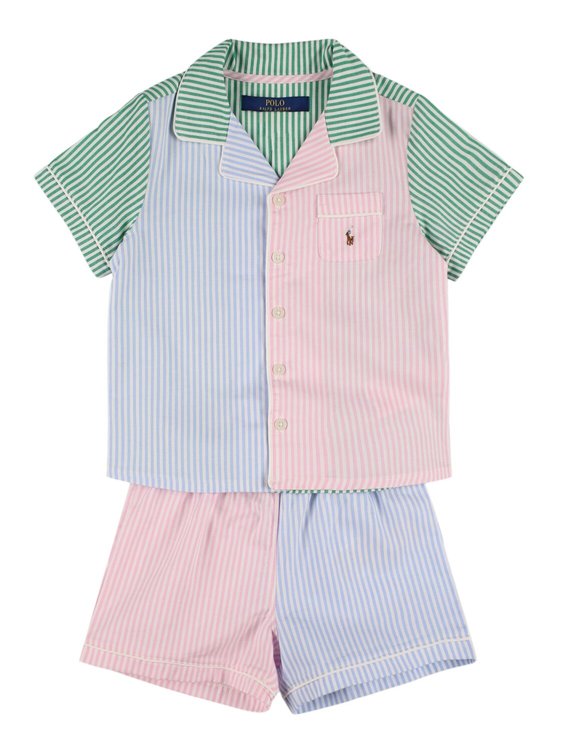 Ralph Lauren Babies' Striped Cotton Shirt & Shorts In Multi