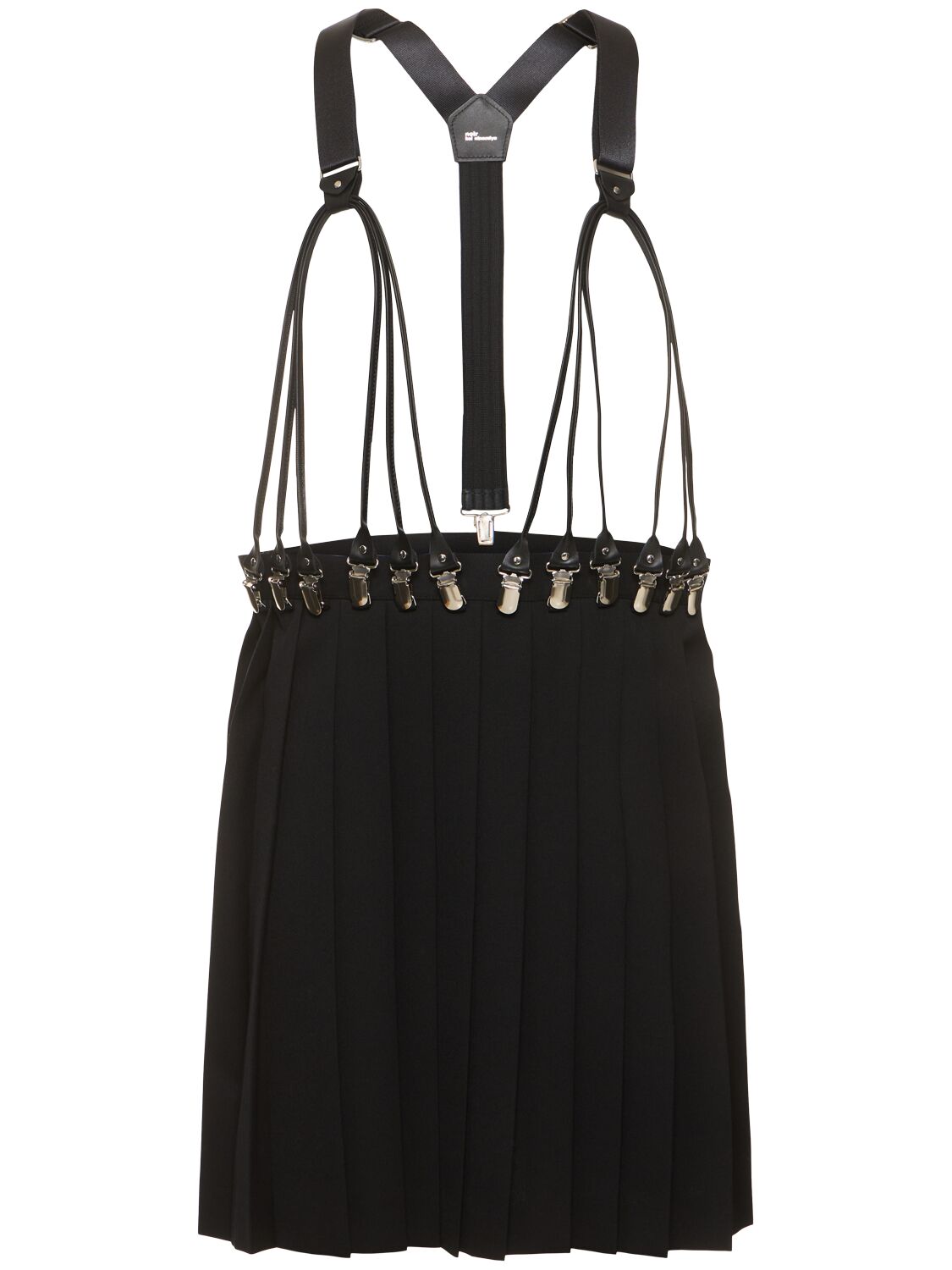 Noir Kei Ninomiya Wool Gabardine Mini Dress W/suspenders In Black