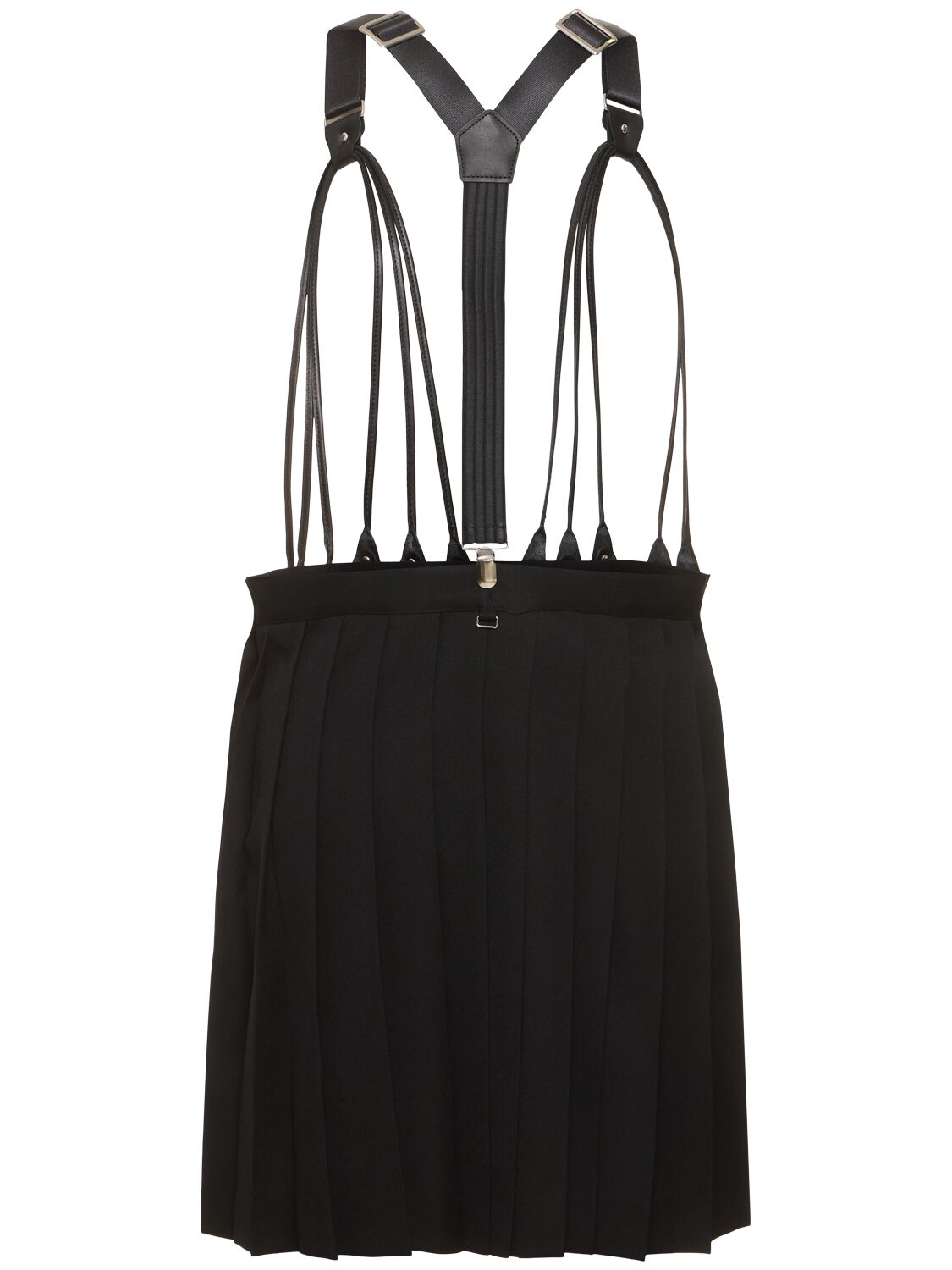 Shop Noir Kei Ninomiya Wool Gabardine Mini Dress W/suspenders In Black