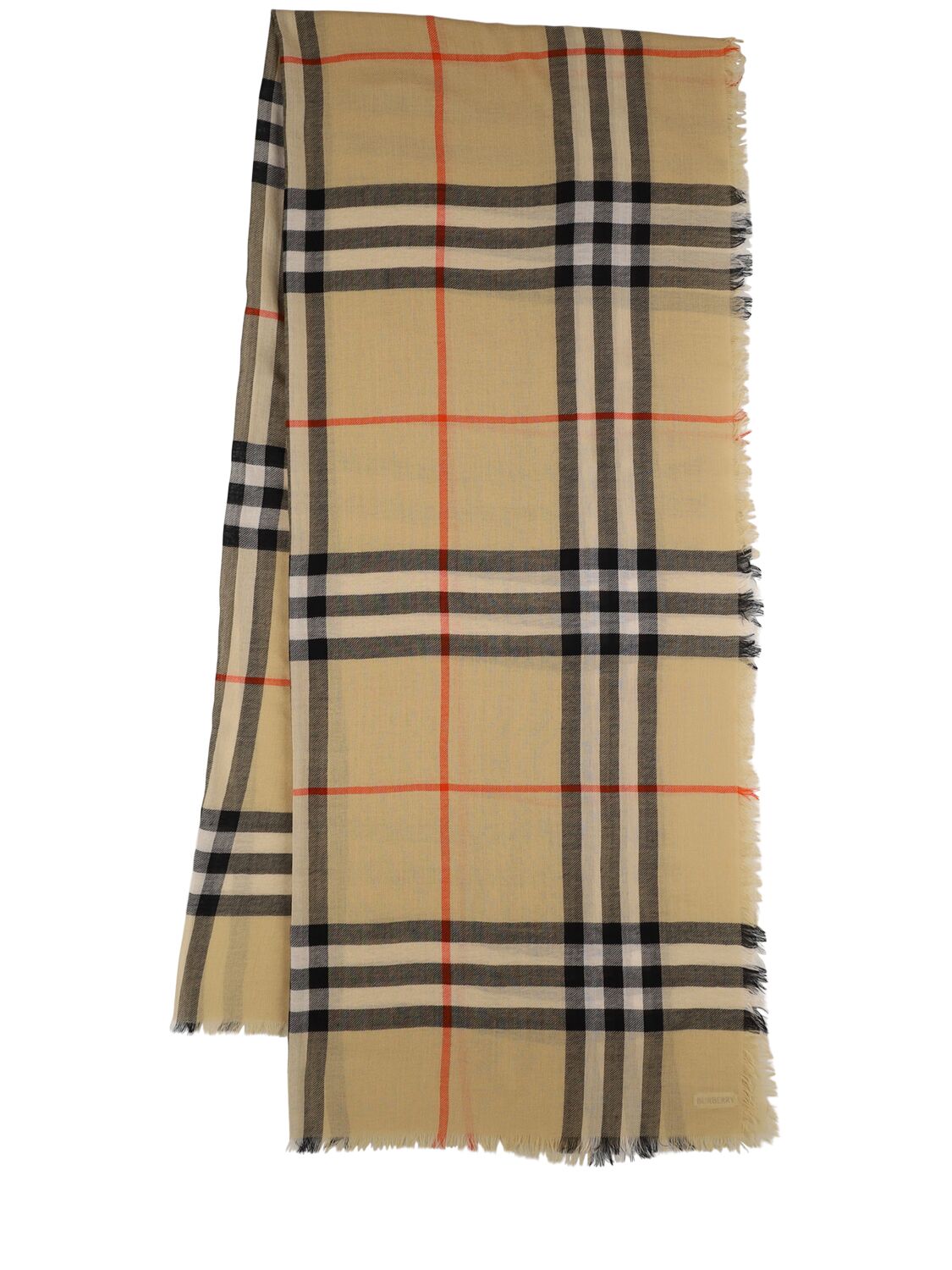 Burberry Lightweight Wool Giant Check Scarf In Neutral