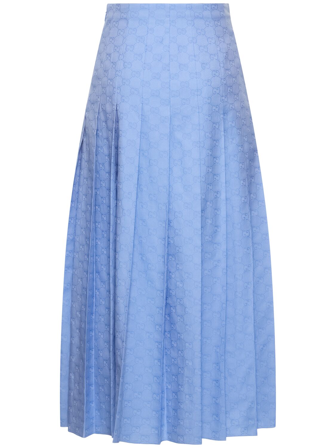Shop Gucci Gg Supreme Cotton Midi Skirt In Sky Blue
