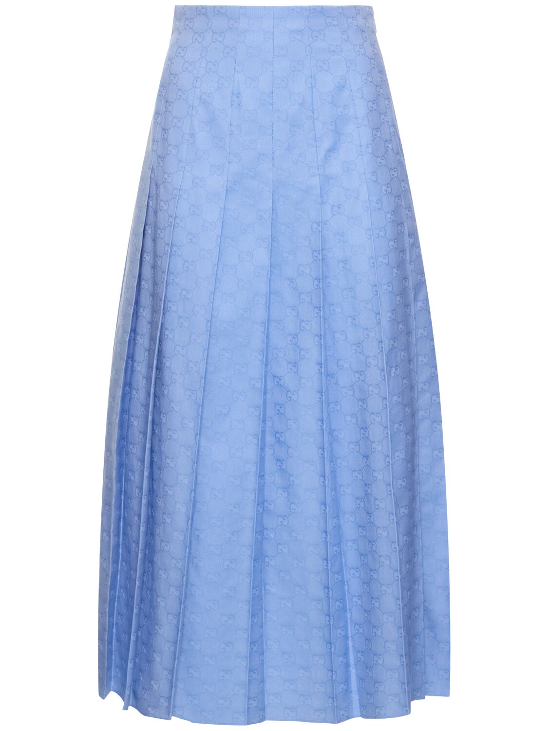 Gucci Gg Supreme Cotton Midi Skirt In Sky Blue