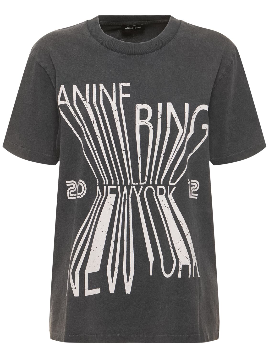 Shop Anine Bing Colby Bing New York Cotton T-shirt In Black