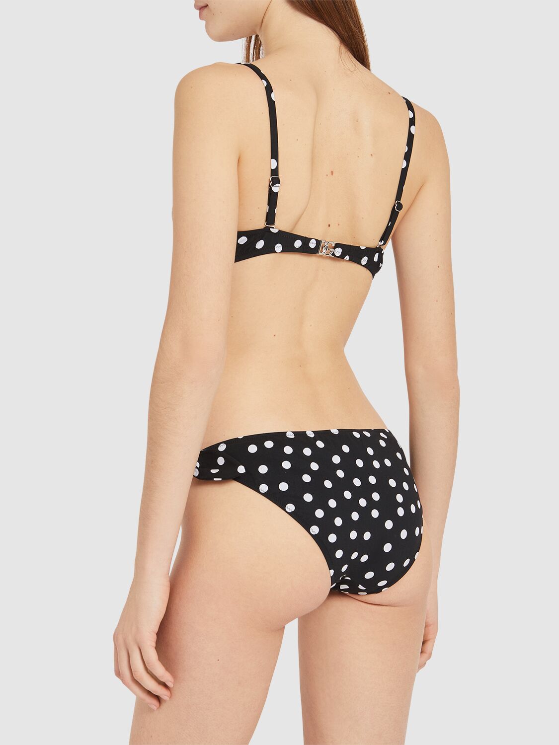 Shop Dolce & Gabbana Polka Dots Bikini Set In White,black