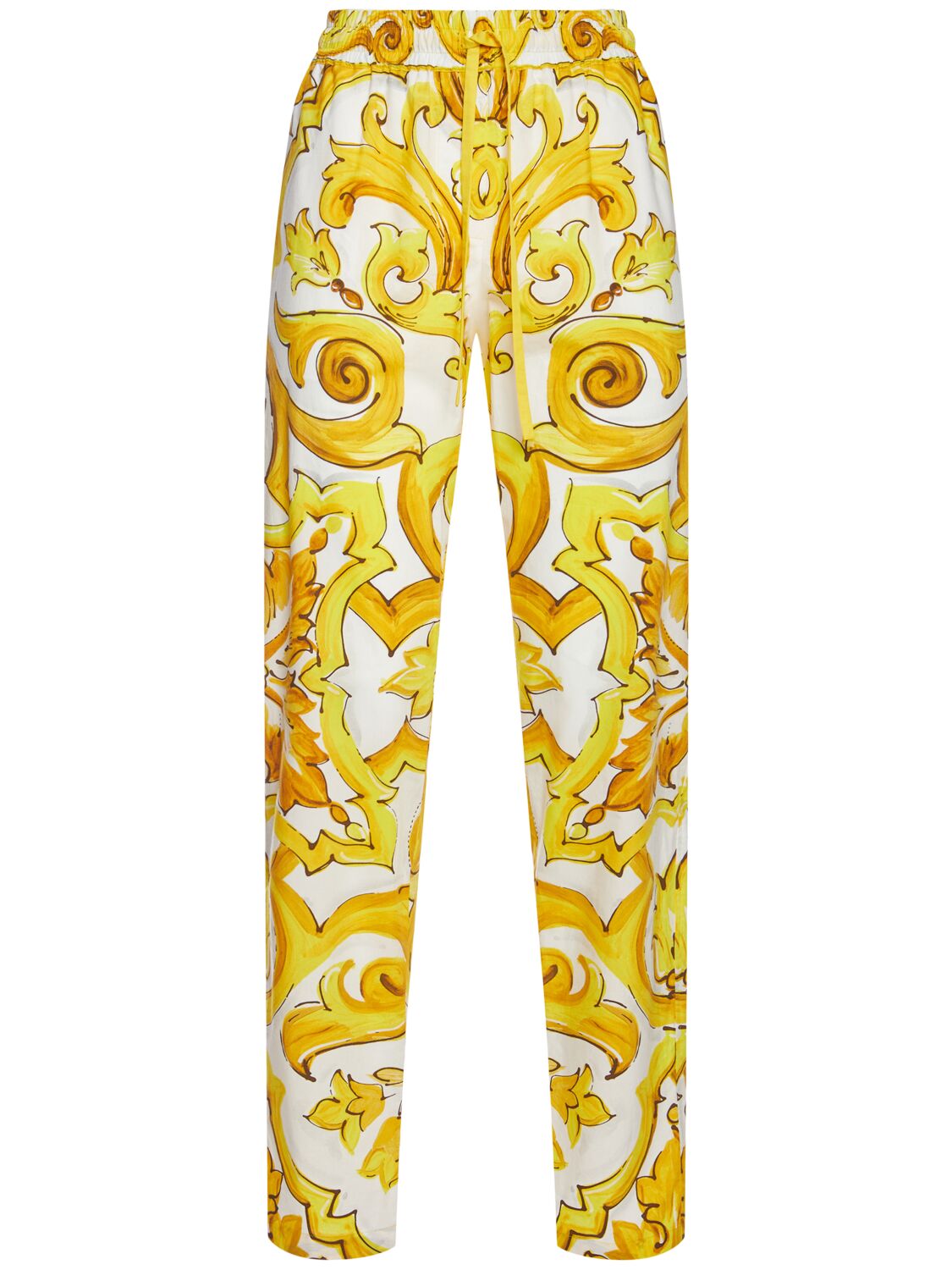 Dolce & Gabbana Printed Elastic Waist Wide Pants In 黄色/多色