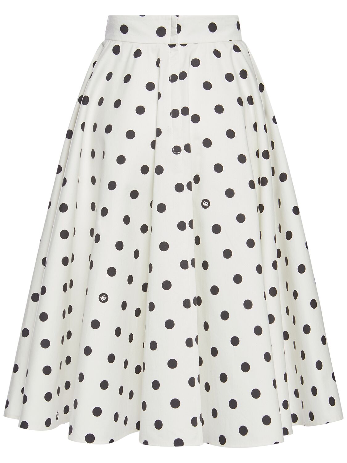 Shop Dolce & Gabbana Polka Dots Drill Midi Skirt In Black,white