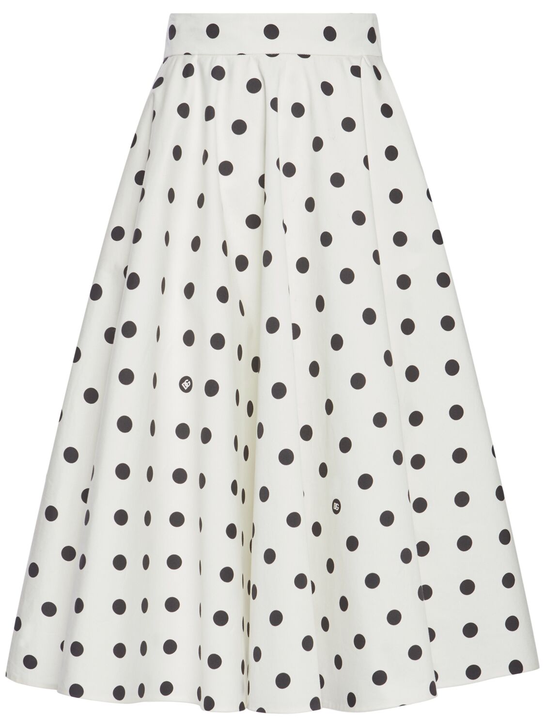 Polka Dots Drill Midi Skirt