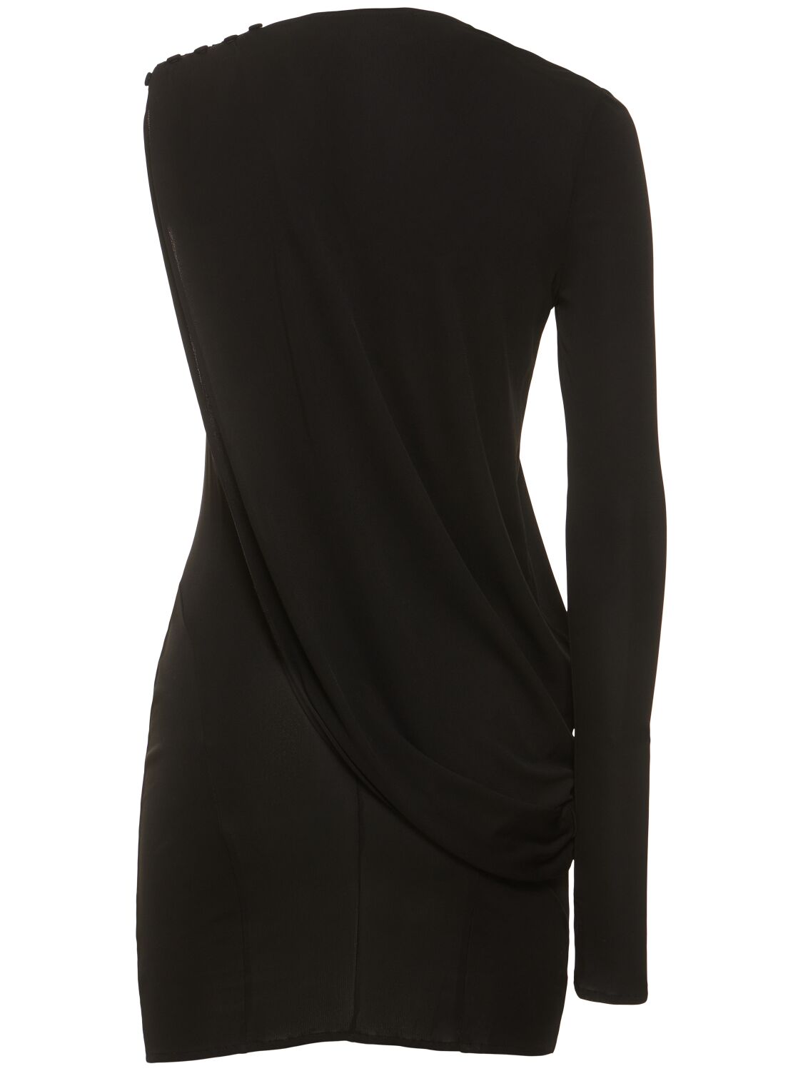 Shop Andreädamo Draped Viscose Jersey Mini Dress In Black