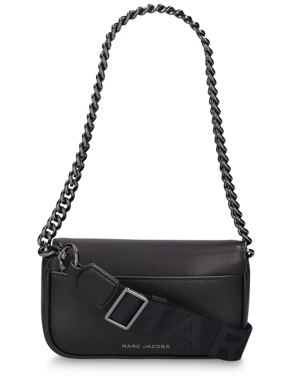 Shop Marc Jacobs The Mini J Marc Leather Bag In 黑色,炮铜色