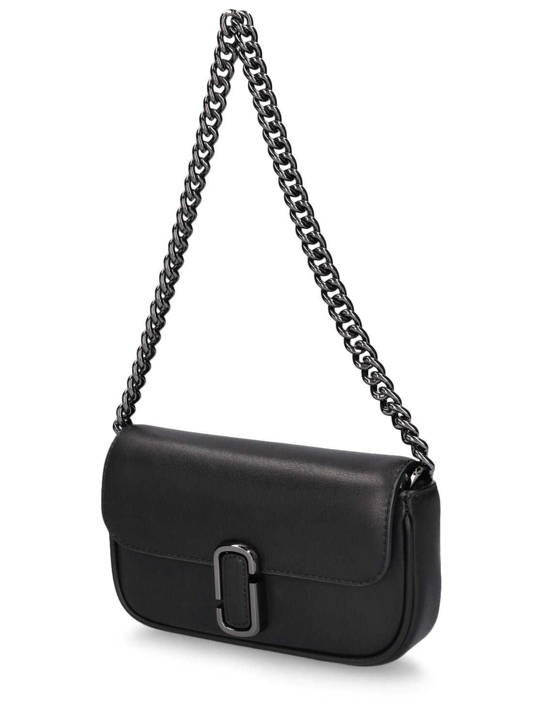 Shop Marc Jacobs The Mini J Marc Leather Bag In 黑色,炮铜色