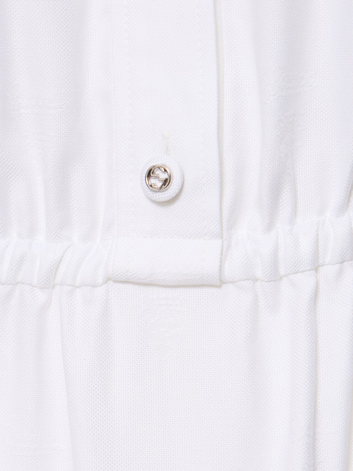 Shop Gucci Oxford Cotton Dress In Natural White