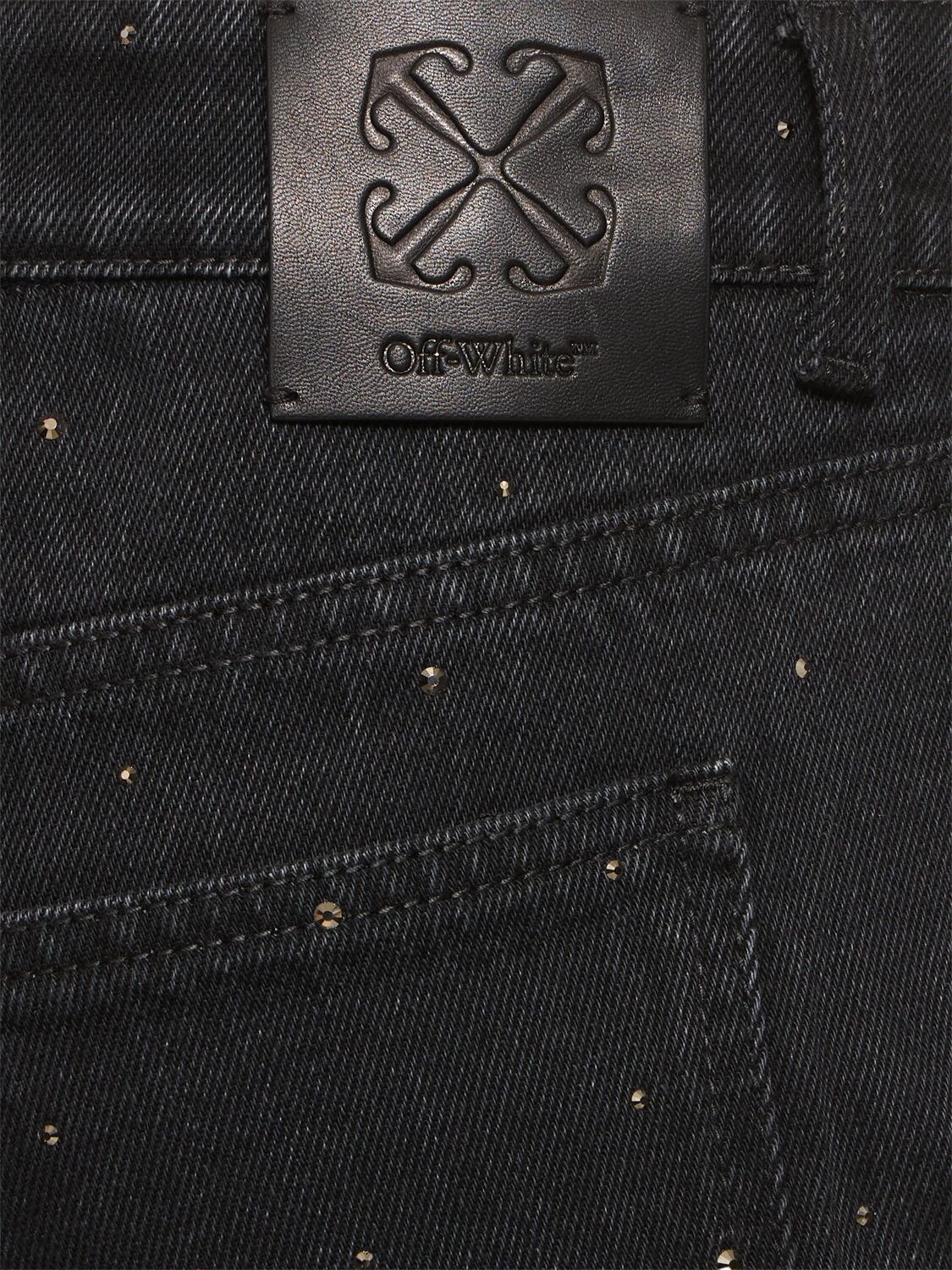 Shop Off-white Bling Denim 5 Pockets Flared Jeans In Vintage Black