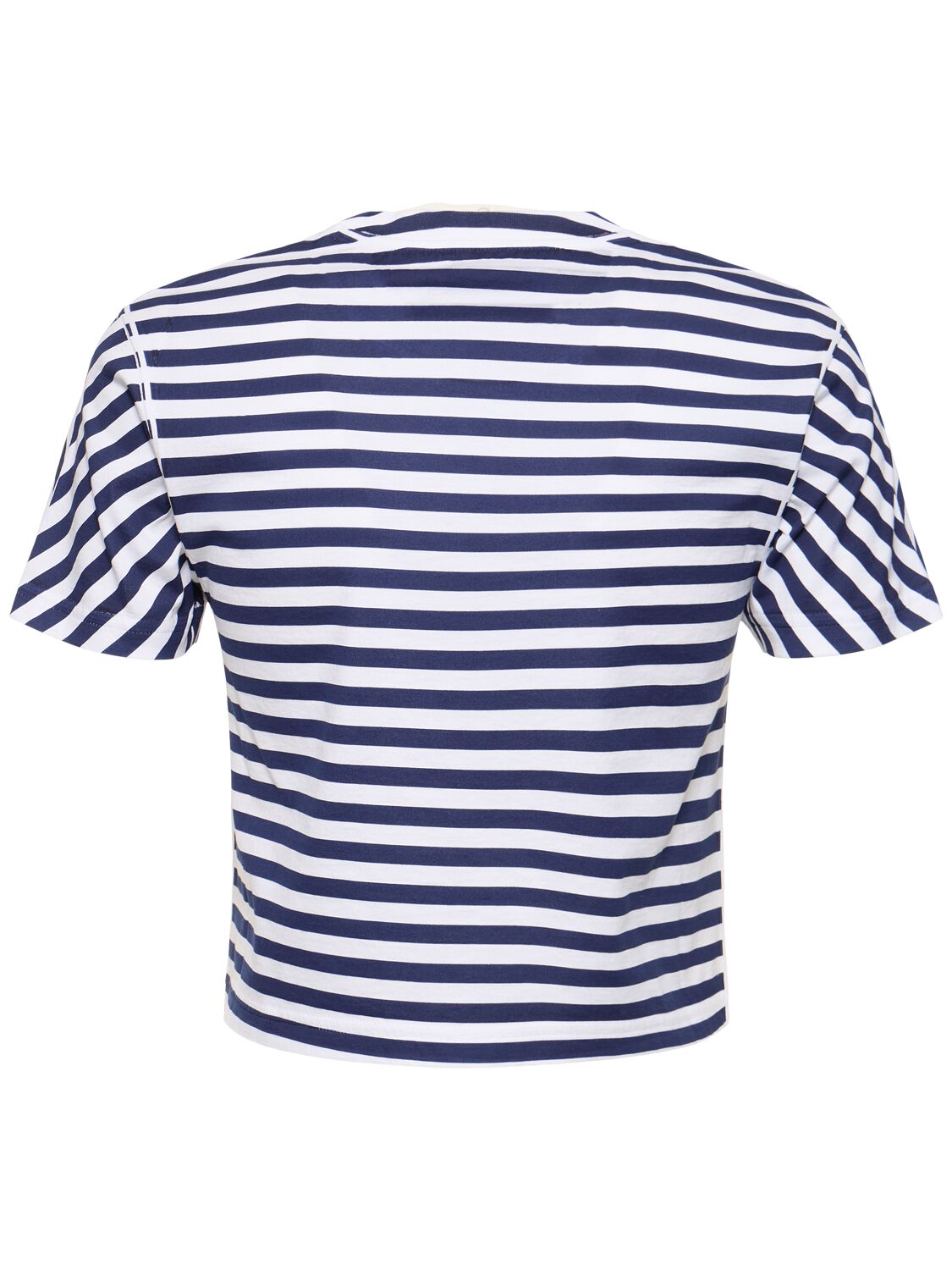 Shop Gucci Striped Jersey T-shirt W/  Print In White,blue
