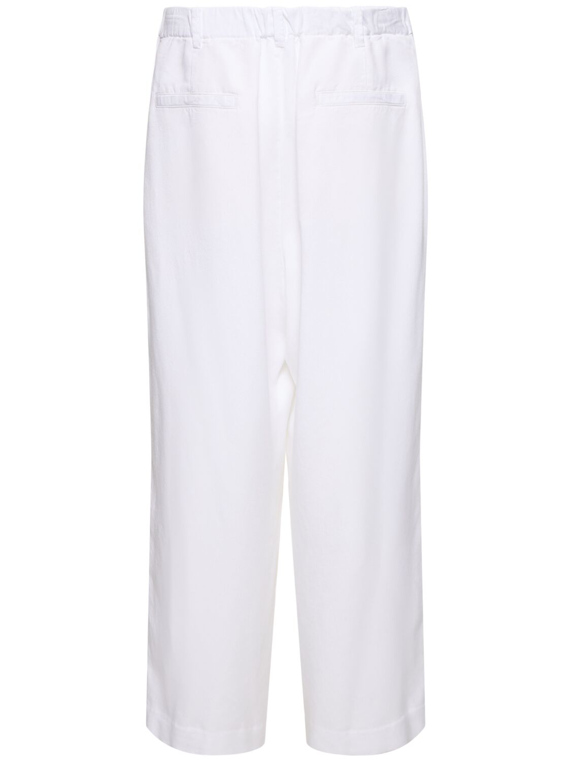 Shop Giorgio Armani Lyocell Elastic Waistband Pants In White