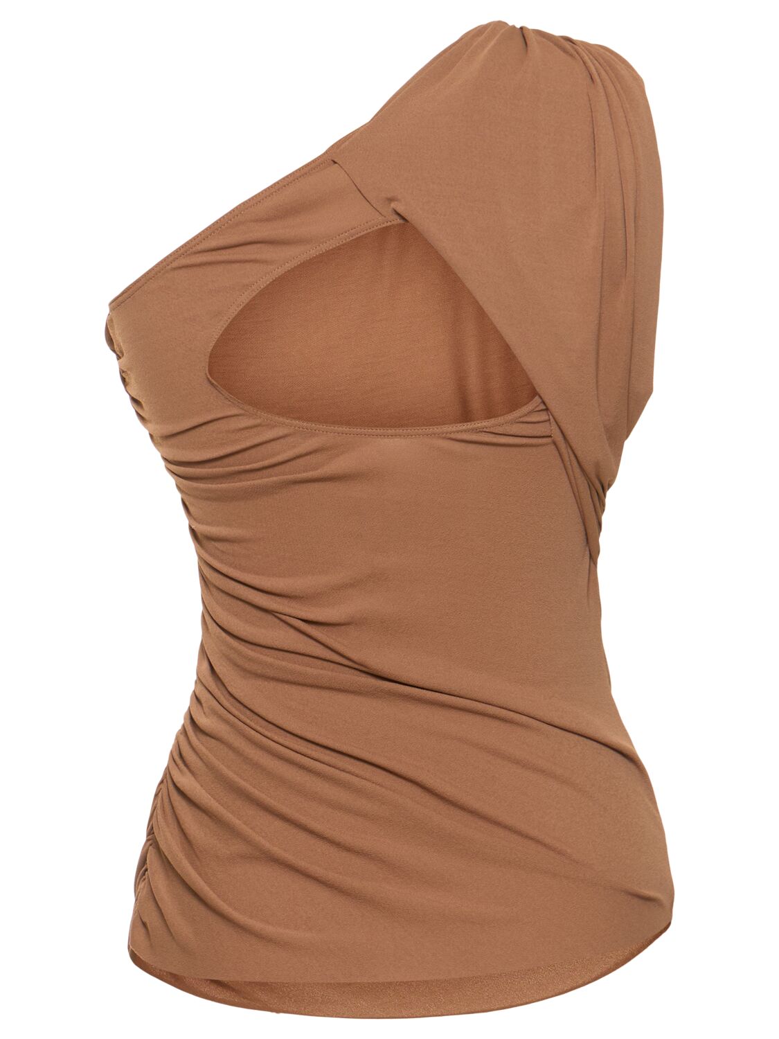 Shop Rick Owens Amira Draped One-shoulder Top In Nude