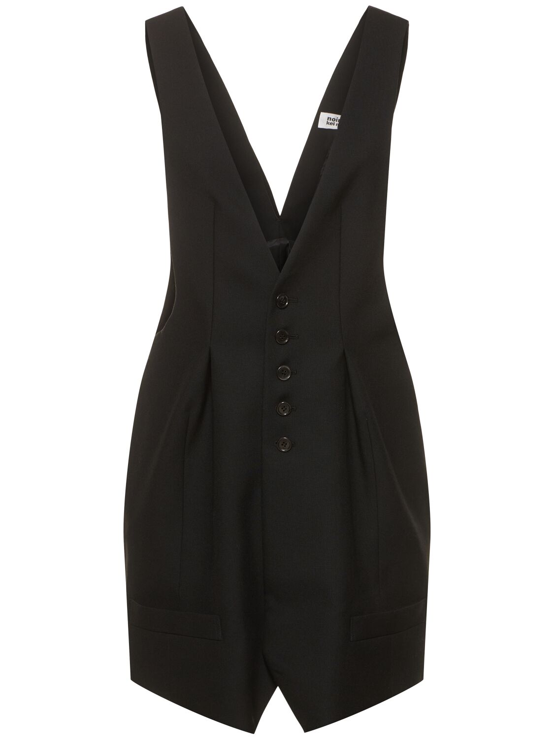 Noir Kei Ninomiya Oxford Wool Waistcoat Mini Dress In Black