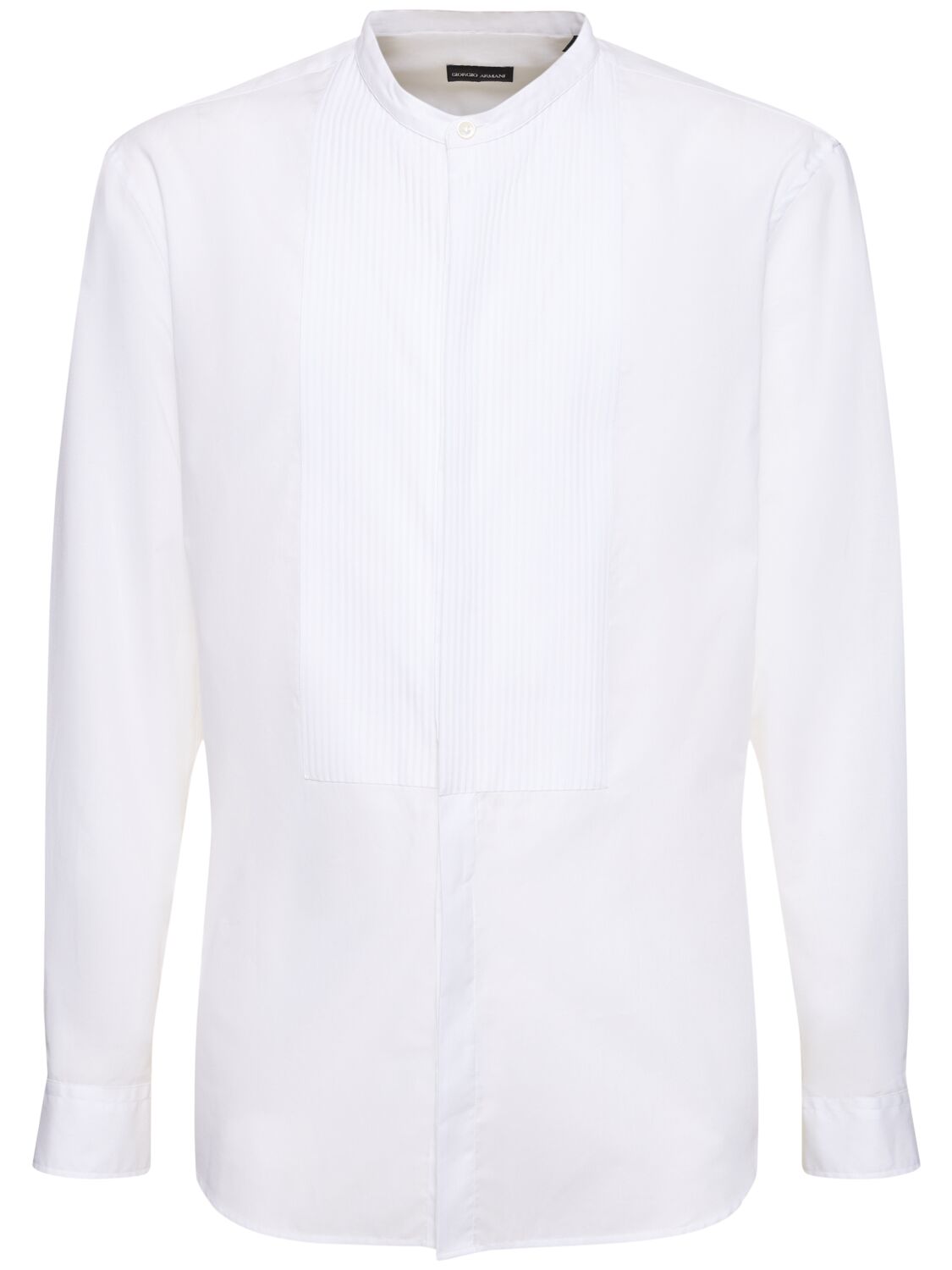 Giorgio Armani Cotton Plastron Shirt In Brillant White