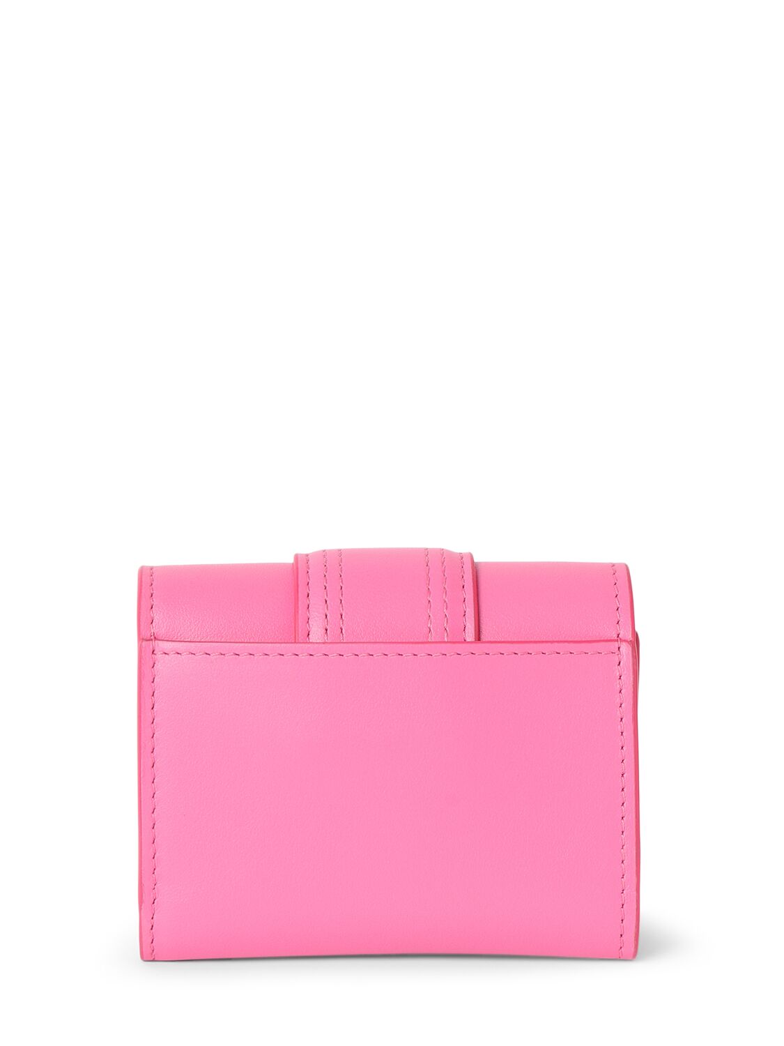 Shop Jacquemus Le Compact Bambino Smooth Leather Wallet In Neon Pink