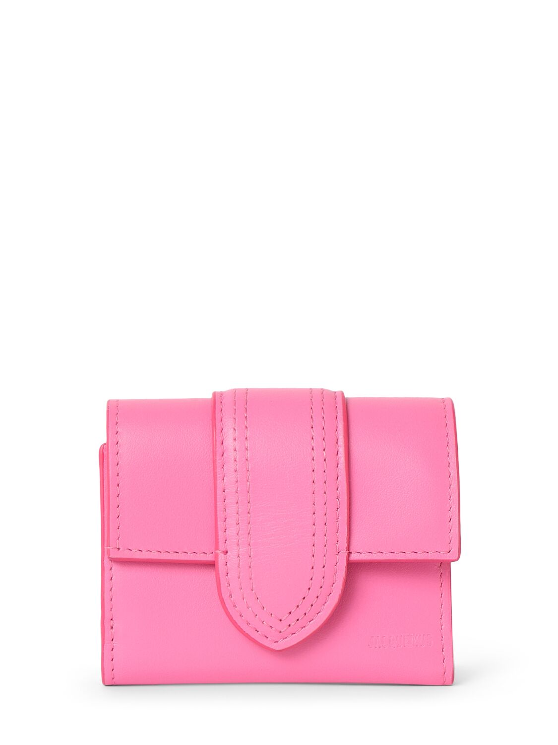 Jacquemus Le Compact Bambino Smooth Leather Wallet In Neon Pink