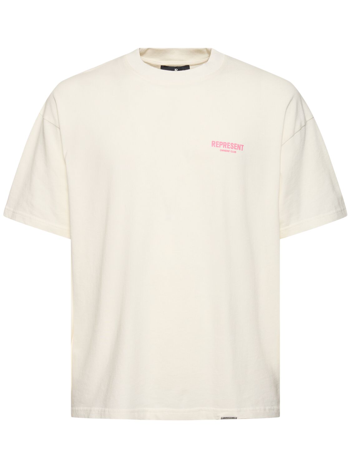 Represent Owners Club Logo Cotton T-shirt In White,bubblegum