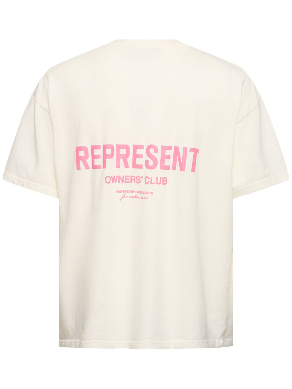 Shop Represent Owners Club Logo Cotton T-shirt In White,bubblegum