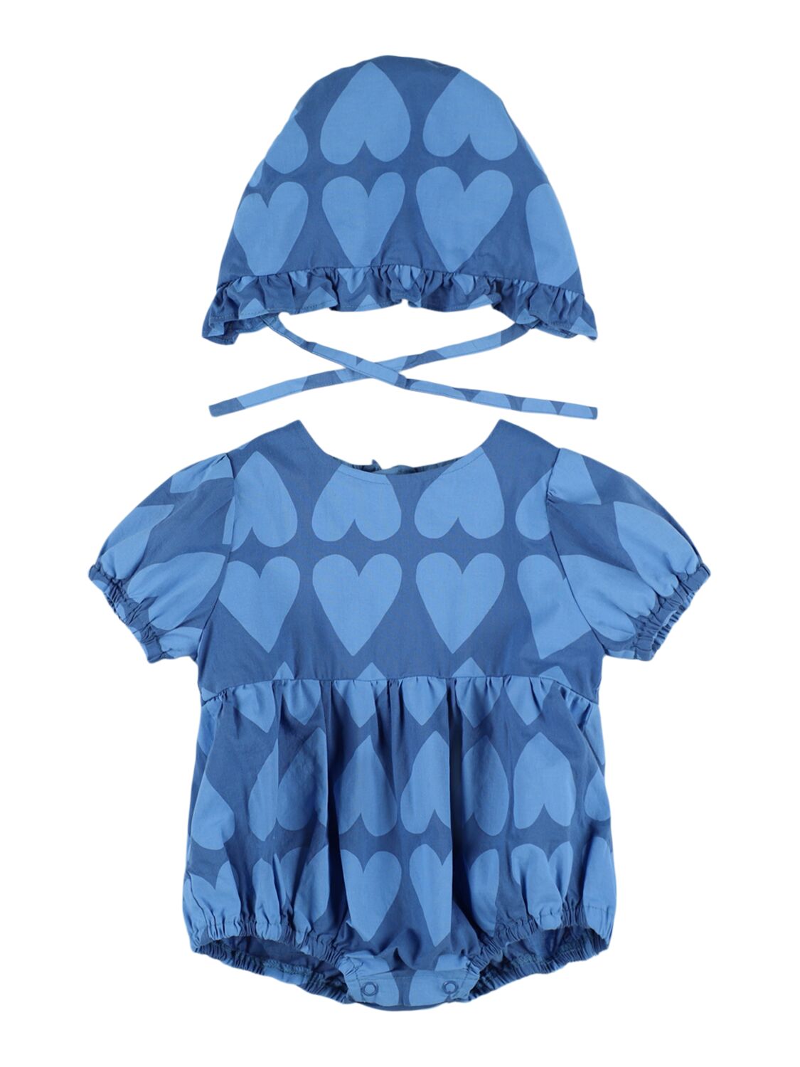Jellymallow Babies' Cotton Romper & Hat In Blue