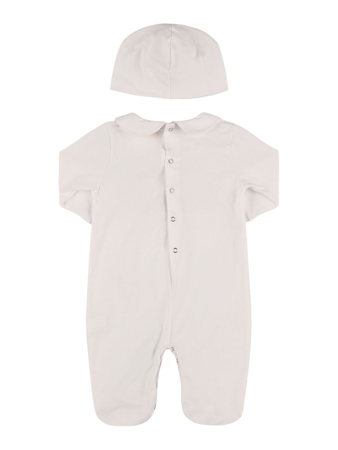 Shop Story Loris Jersey Romper & Hat W/ Bear Patches In White