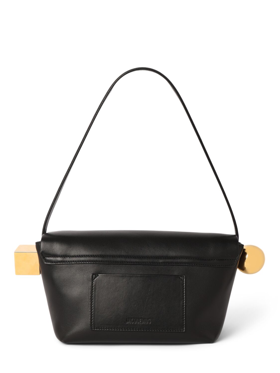 Shop Jacquemus Le Rond Carre Leather Shoulder Bag In Black