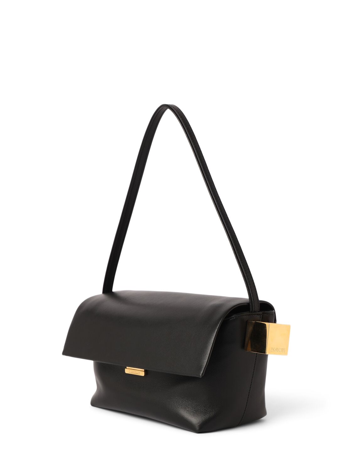 Shop Jacquemus Le Rond Carre Leather Shoulder Bag In Black