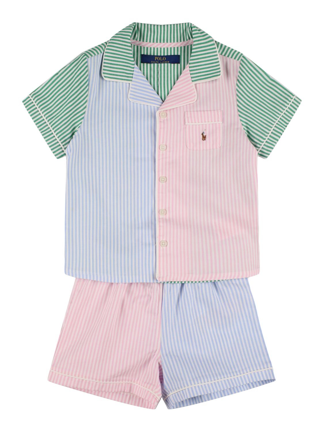 Image of Striped Cotton Shirt & Shorts